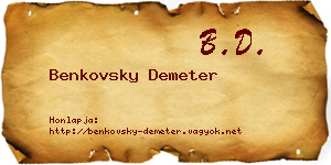 Benkovsky Demeter névjegykártya
